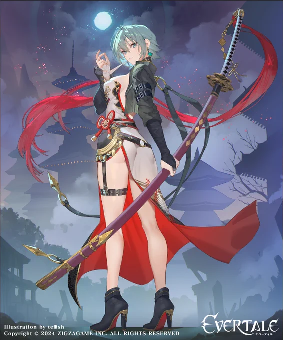 ジグザゲーム【エバーテイル】にて二天一流「宮本武蔵」のイラストを描かせていただきました。 どうぞよろしくお願い致します!#エバーテイル 