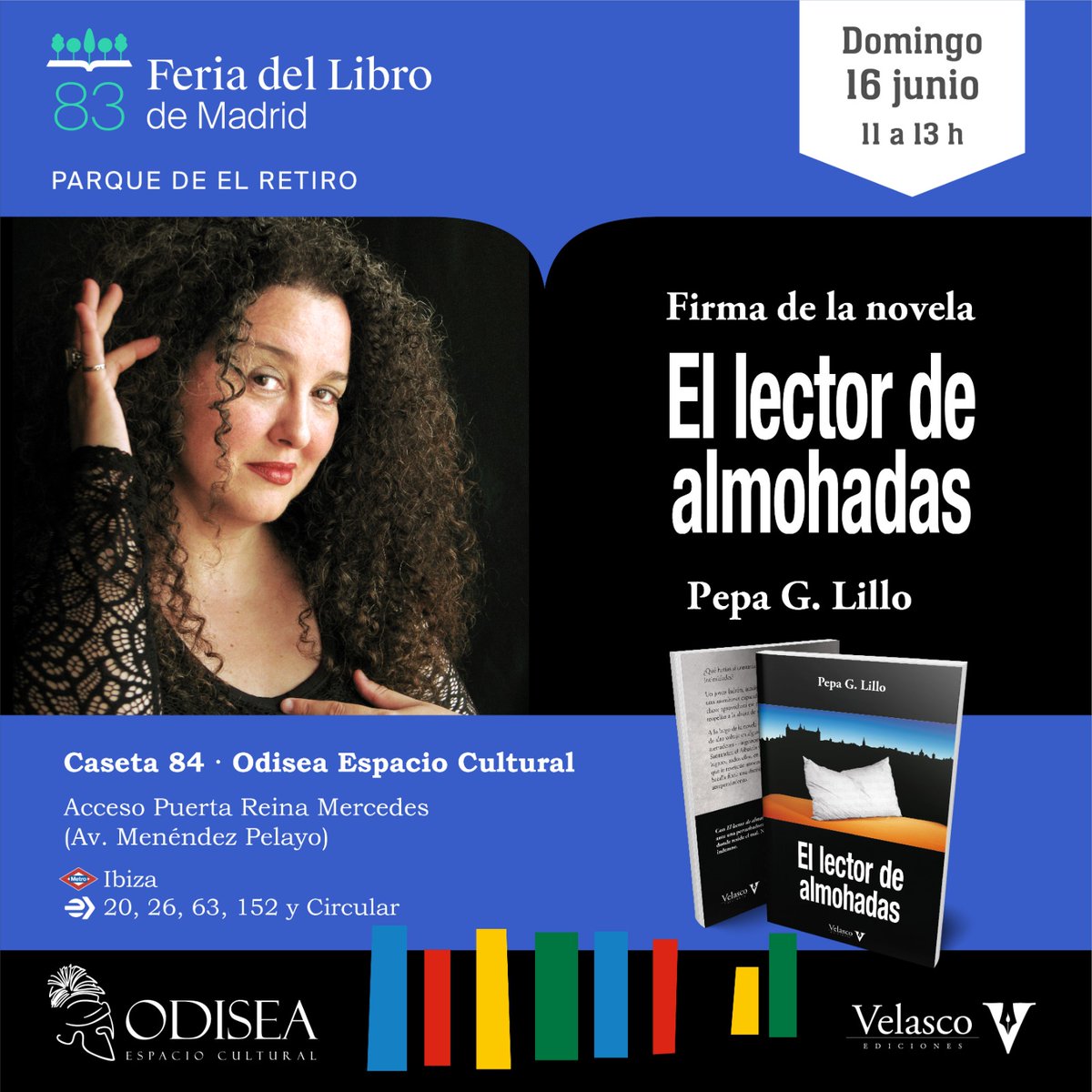 FERIA LIBRO MADRID
Este domingo 16, de 11:00 a 13:00 h, recibiremos en nuestra caseta 84 de la <a href="/FLMadrid/">Feria del Libro de Madrid</a> a Pepa G. Lillo, que firmará su novela El lector de almohadas, con la que nos lleva al abismo donde reside la maldad y la perversión del ser humano. 
Te esperamos en la 84.