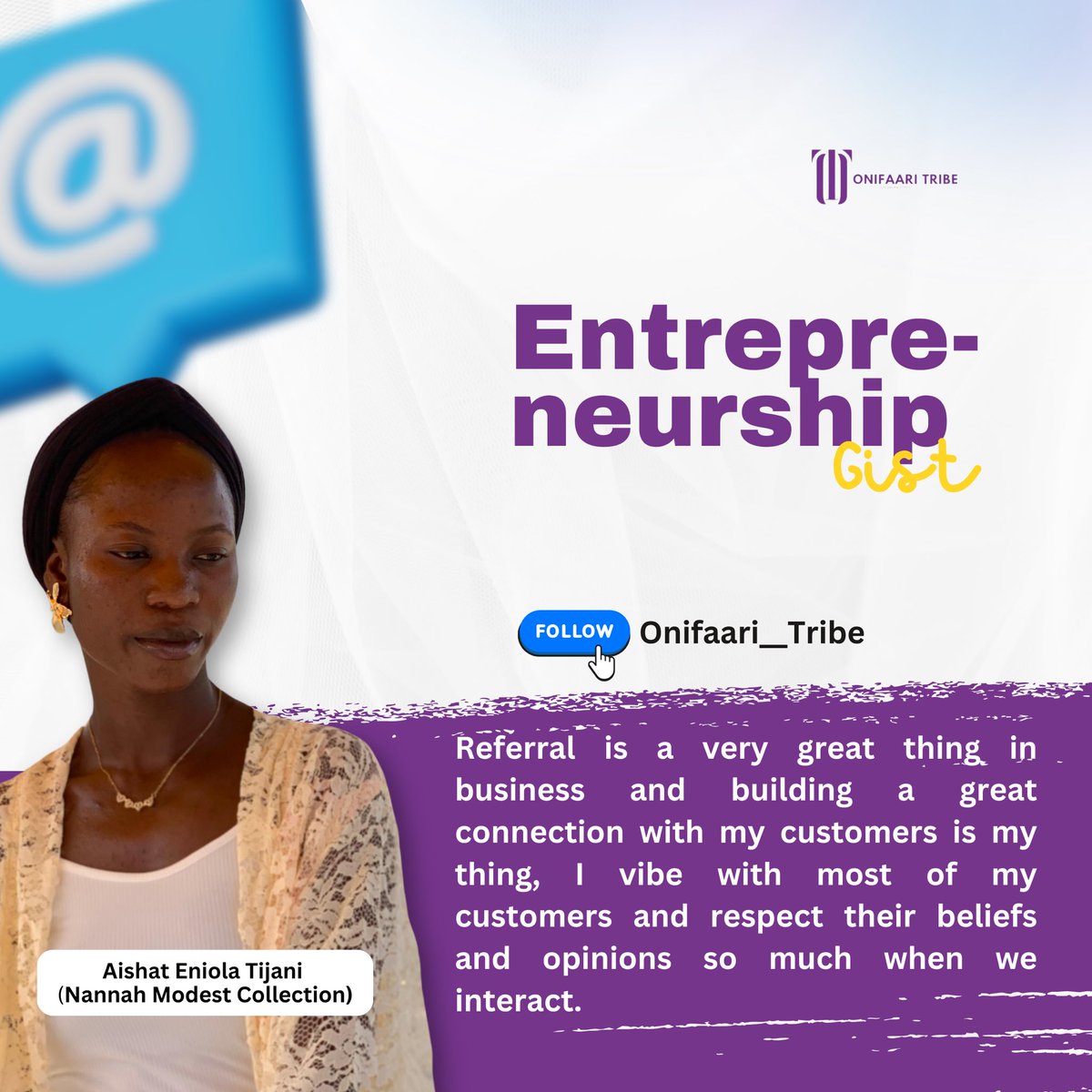 onifaari_tribe's tweet photo. Introducing @_only1_Nan_nah_

My name is Aishat Eniola Tijani. I am born and bred in oyo town. A 500level student of the university of Ilorin, department of agric economics and farm management.

How do you handle failure and learn from it?
I have never seen a tough time as a… https://t.co/3eEfpnmhas