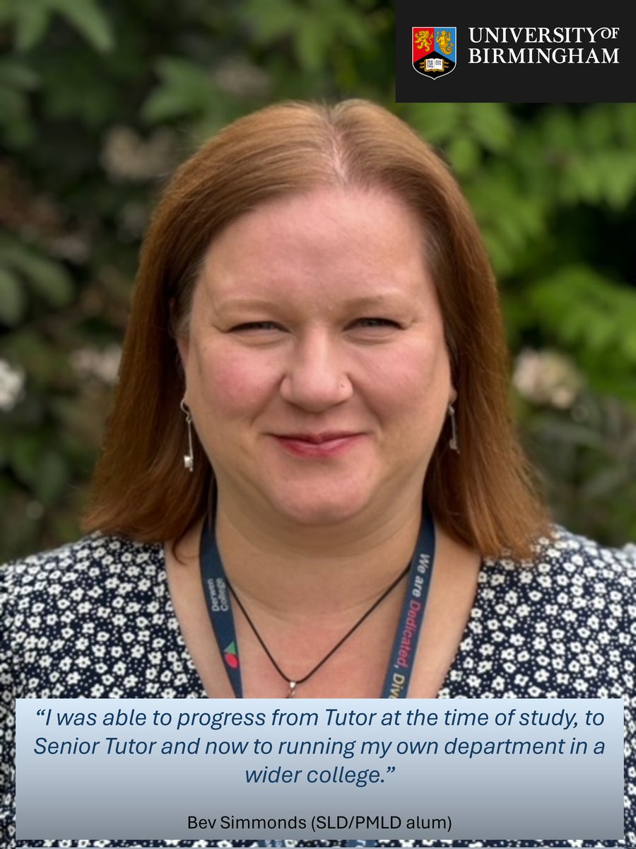 DISN (@disn_uob) on Twitter photo Working with people who have Severe Learning Disabilities or Profound and Multiple Learning Disabilities? Our MA/PGCert Inclusion in SLD/PMLD may be just what you're looking for. birmingham.ac.uk/postgraduate/c…
<a href="/CoSS_Birmingham/">College of Social Sciences</a> Working with people who have Severe Learning Disabilities or Profound and Multiple Learning Disabilities? Our MA/PGCert Inclusion in SLD/PMLD may be just what you're looking for. birmingham.ac.uk/postgraduate/c…
<a href="/CoSS_Birmingham/">College of Social Sciences</a>