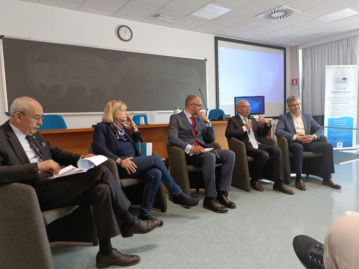 WestMedStrat's tweet photo. 🌊Now at the #MARMED Blue Cluster Manager Training. An excellent occasion to bring together clusters from Northern and Southern countries to move towards a common Sustainable Blue Economy ecosystem.
@WestMed_Italy, presenting the WestMED Initiative and Libya rebuild. https://t.co/WFPMJDPDgs