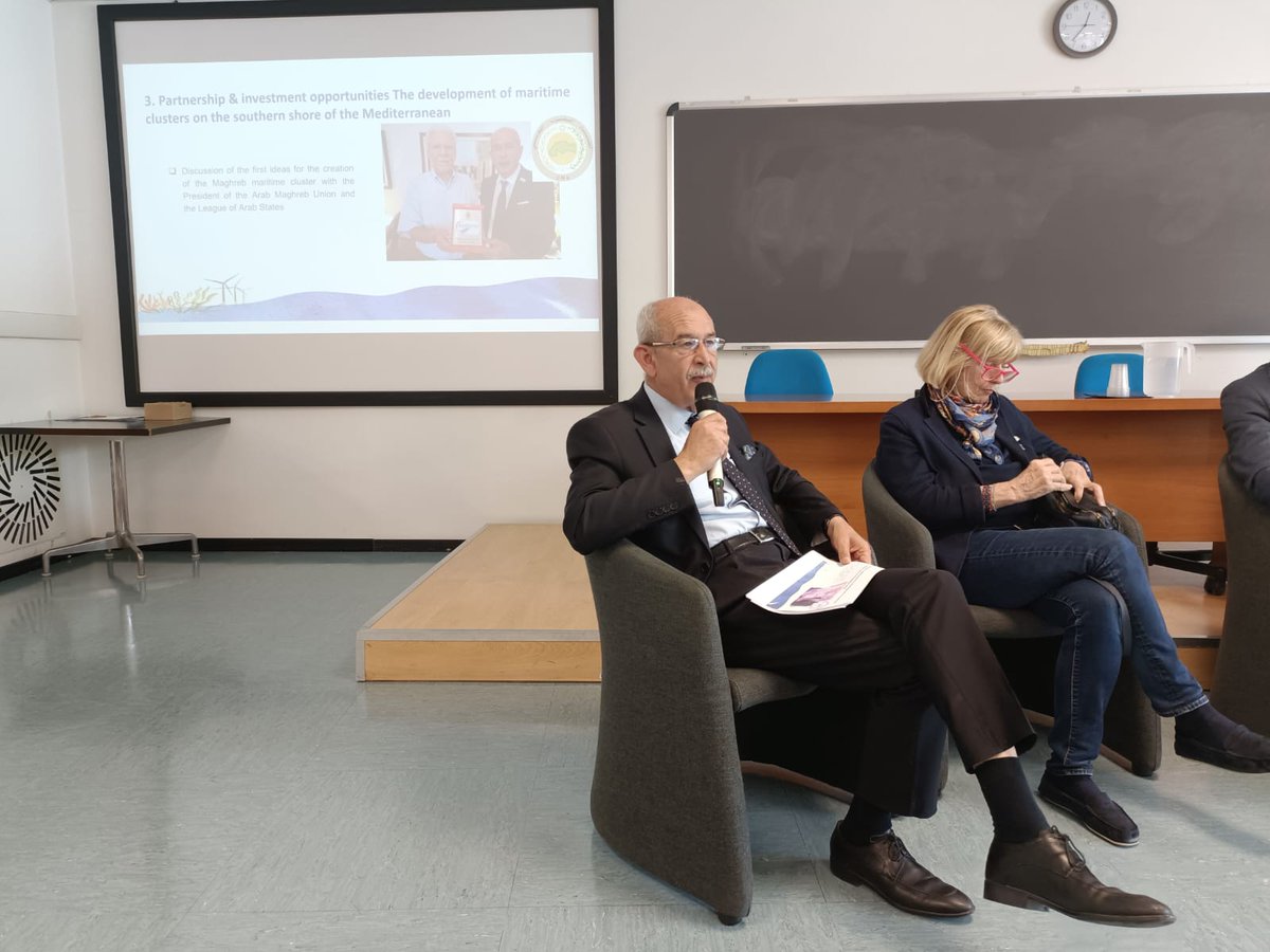 WestMedStrat's tweet photo. 🌊Now at the #MARMED Blue Cluster Manager Training. An excellent occasion to bring together clusters from Northern and Southern countries to move towards a common Sustainable Blue Economy ecosystem.
@WestMed_Italy, presenting the WestMED Initiative and Libya rebuild. https://t.co/WFPMJDPDgs