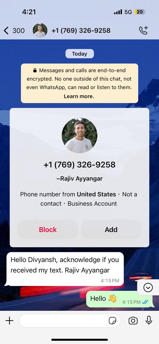 Out of the blue. I get a WhatsApp message from <a href="/rajivayyangar/">Rajiv Ayyangar</a> from <a href="/ProductHunt/">Product Hunt 😸</a> 

Scammers these days are trying many different methods 
#scam