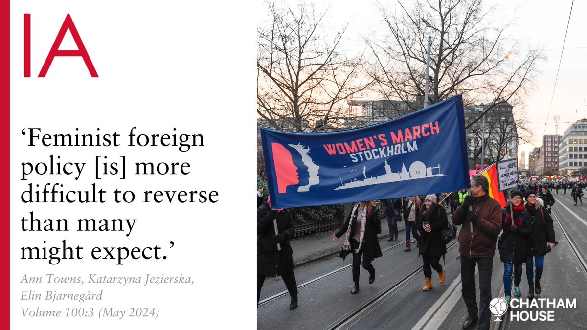 In 2022, Sweden retracted its feminist foreign policy (FFP). 🇸🇪 

However, our policy paper by <a href="/AnnTowns3/">Ann Towns</a>, <a href="/elinbja/">Elin Bjarnegård</a> &amp; Katarzyna Jezierska shows 3️⃣ reasons why FFP is more resilient than we might think. Read for free here: doi.org/10.1093/ia/iia…