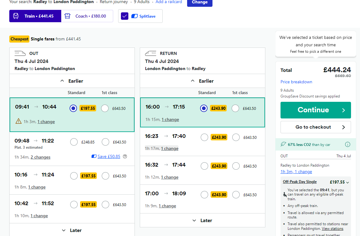 kevinmosedale's tweet photo. I'm looking at travel to London for a group on @thetrainline. To and from London Paddington costs £444. To and from Marylebone, it's £200 even though this goes on the same trains via Oxford or Didcot after getting the tube from Marylebone to Paddington. What is going on? https://t.co/bnmW6d5vvw