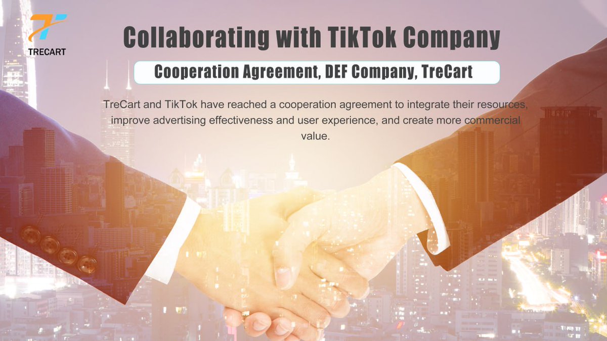 Trecart_'s tweet photo. Cooperation with TIKTOK 🎉

🫶TreCart has reached an important cooperation agreement with tiktok. This cooperation will integrate the advantages of both parties and further improve advertising effects and user experience. https://t.co/XRpvRr9kTs