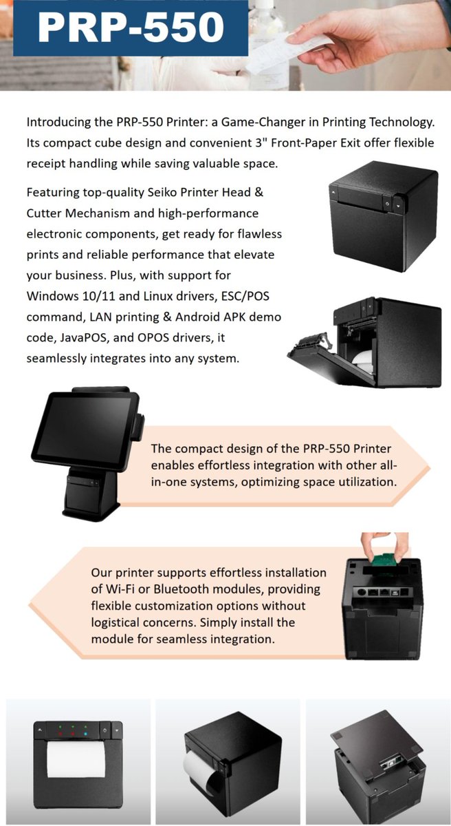 NEW Tysso PRP-550 receipt printer only £145+VAT

Compatible with Windows 11
Front-loading thermal paper roll
WiFi or Bluetooth option (only £15 more)

Contact sales@iposltd.com to place your order

#retail #hospitality #receipt #printer