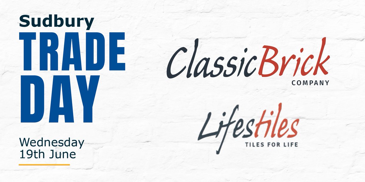 Join us at our #Sudbury branch for a Trade Day on Wednesday, 19 June. Meet ClassicBrick and Lifestiles and enjoy free bacon rolls! 🥓

#buildersmerchants #tradeday #sudburytrade #constructionsite #homerevamp #buildersuk #kitchendesign