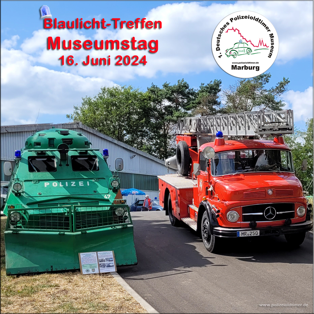 Polizeioldtimer's tweet photo. Am So., 16. Juni, öffnet das @Polizeioldtimer Museum Marburg 🚓 mit einer besonderen Aktion. Es wird ein Blaulicht-Treffen mit über 25 historischen Feuerwehrfahrzeugen 🚒 stattfinden - und Besuch aus dem Innenministerium Hessen wird erwartet. Mehr👉https://t.co/EXR3ITfuwe https://t.co/OlvqUHF6tP