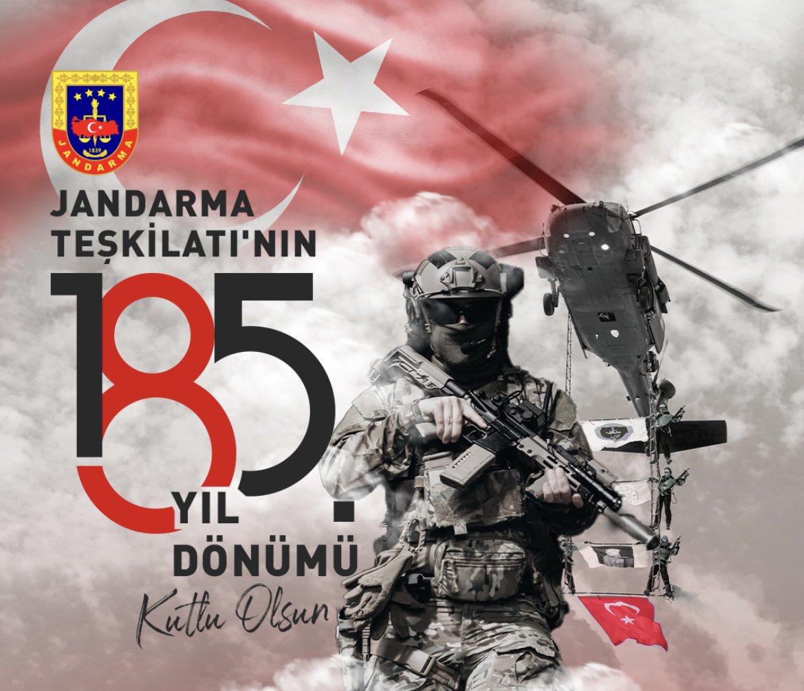 YilmazSanlan's tweet photo. Vatanımızın ve Milletimizin huzur ve güvenliği için gece gündüz demeden fedakarca görev yapan kahraman Jandarma Teşkilatımızın 185.  kuruluş yıl dönümünü kutluyorum. Bu uğurda canlarını feda eden kşehitlerimizi rahmetle anıyor, gazilerimize saygı ve minnetlelerimizi sunuyor, görev başında olan kahramanlarımıza da hayırlı görevler diliyorum.🇹🇷

#Jandarma185Yaşında