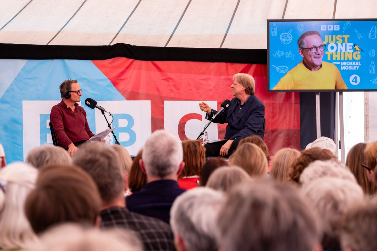 A few pictures from Michael Mosley's Michael Mosley's last interview, How to Live a Good Life, with Professor Paul Bloom is Michael at his best - full of warmth, insight and enjoying his time with the Hay Festival audience.  

There's Only One Michael Mosley | Listen on BBC