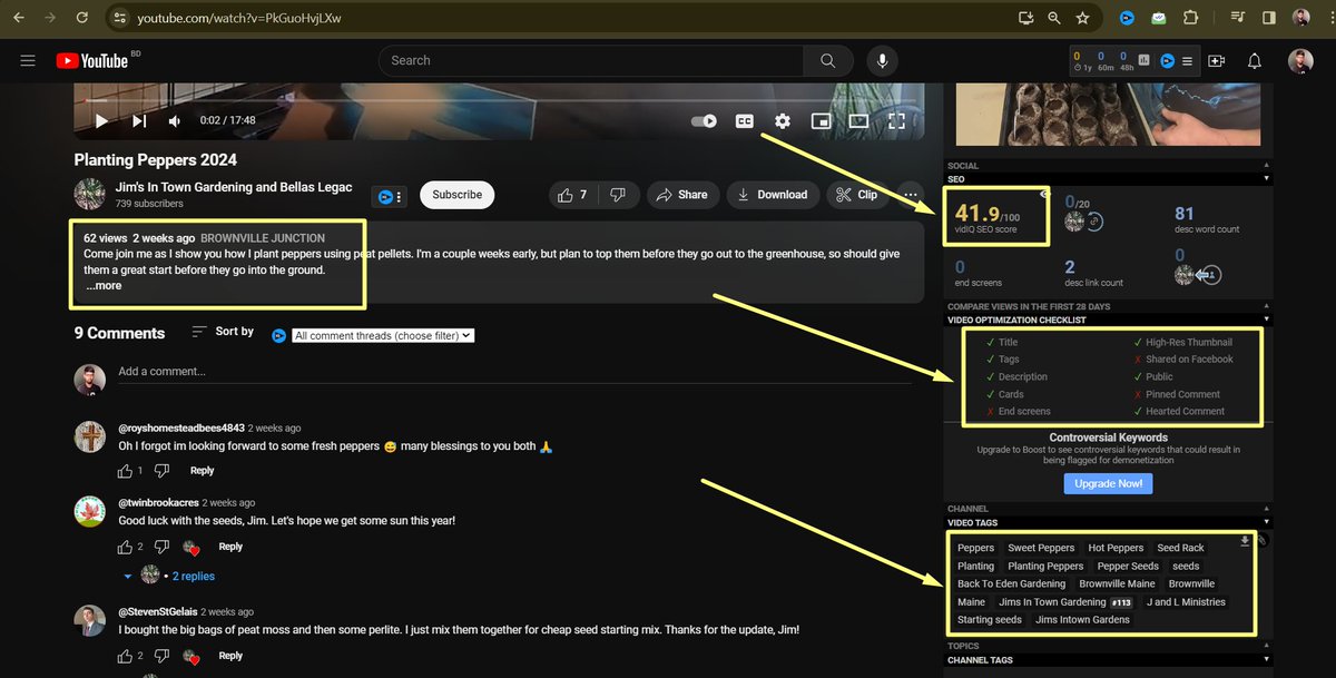 Randomly analyzed a channel and found:

-Unoptimized titles
-Very low SEO score
-Missing tags/keywords
-No meta tags in description
-Poorly optimized descriptions

Optimize to rank higher and reach more viewers! 🌟

#youtubegrowthproblem #youtubeseo2024 #channelgrowthproblem