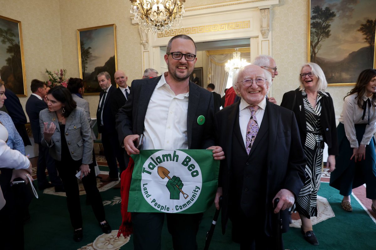 TalamhBeo (@talamhbeo) on Twitter photo Fergal Anderson, founding member of Talamh Beo with Michael D Higgins. During his acceptance speech for the Argicola medal President Higgins called for the mainstreaming of Agroecology. In Talamh Beo we strive to achieve exactly this. <a href="/ECVC1/">European Coordination Via Campesina</a> Fergal Anderson, founding member of Talamh Beo with Michael D Higgins. During his acceptance speech for the Argicola medal President Higgins called for the mainstreaming of Agroecology. In Talamh Beo we strive to achieve exactly this. <a href="/ECVC1/">European Coordination Via Campesina</a>