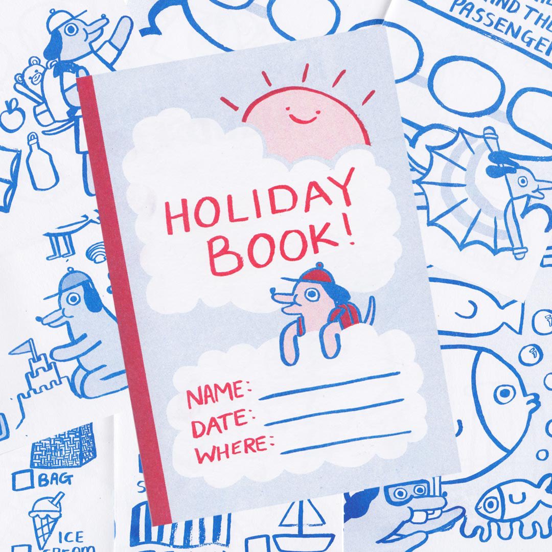 ✨OUT NOW!✨
Follow Hal the Holiday Hound through 8 pages of fun summer holiday themed activities!🏝️

A5 Riso printed on Munken Lynx 150gsm by the wonderful Page Masters 📚

Every order comes with a free bookmark!

alicebowsher.bigcartel.com/product/holida…