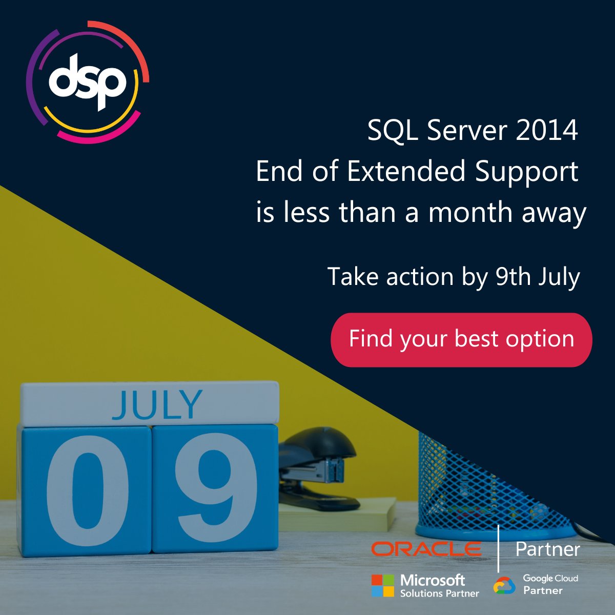 dsp_uk's tweet image. Extended Support for SQL Server 2014 databases ends in less than a month.
Find out what your on-premise and Cloud modernisation options are here:
bit.ly/4emgoFk
#SQLServer #EndOfSupport #SQLServer2014