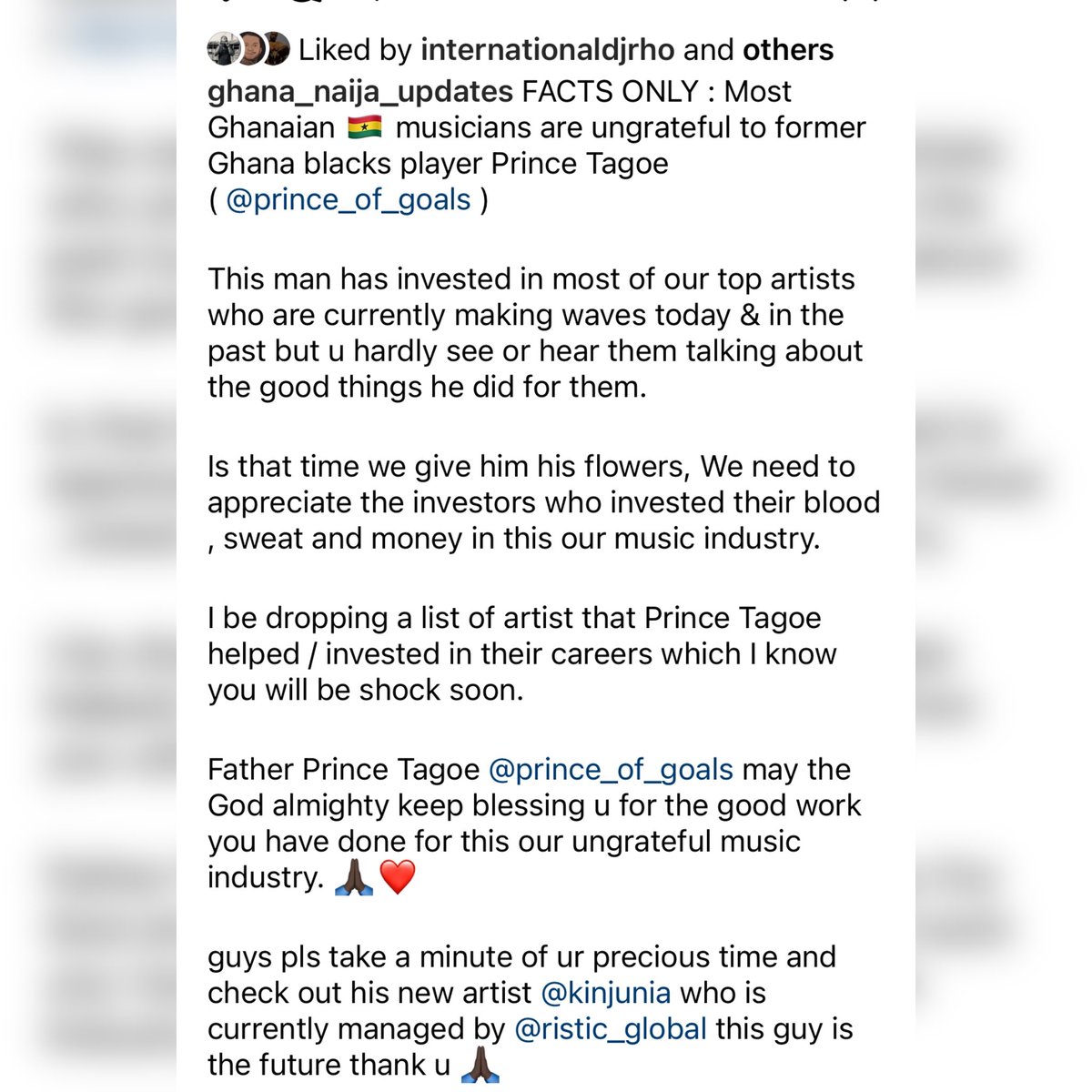 One of the most celebrated Dancehall artist in the world <a href="/PopcaanMusic/">Popcaan</a> and Ghana 🇬🇭 black stars legend <a href="/ASAMOAH_GYAN3/">ASAMOAH GYAN</a> show their appreciation to Ghana football legend Prince Tagoe ( @prince_of_goals ) Via an instagram post.