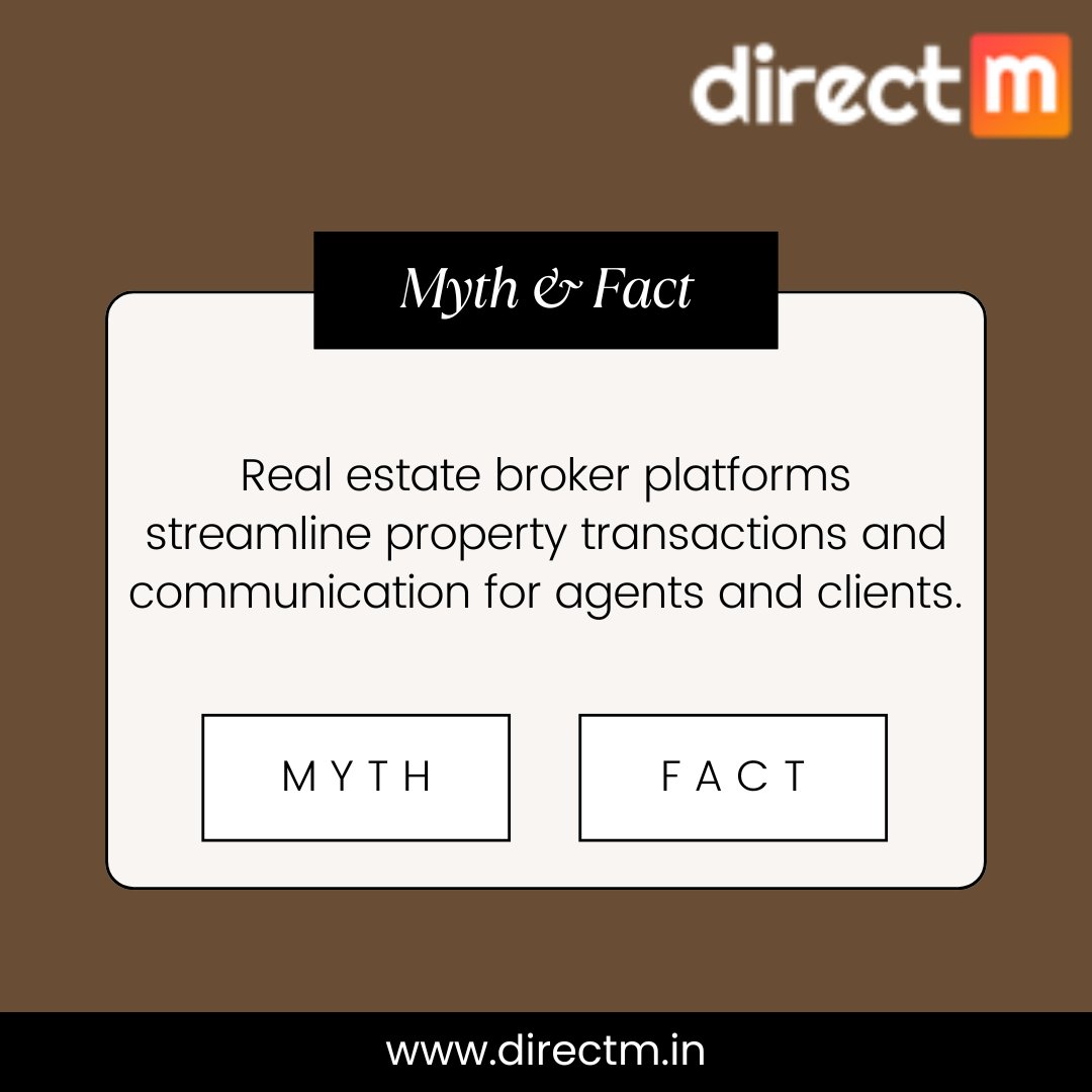 directm_in's tweet photo. MYTH OR FACT!📣

Real estate broker platforms streamline property transactions and communication for agents and clients.

Comment below your answers!

To know more visit our website 👉https://t.co/tdSGCH49hH

#mythfact #realestatebrokers #agents #clients https://t.co/jn9DkJJt0c