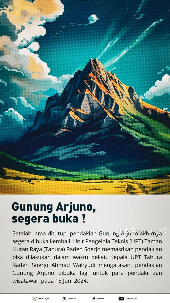 Sumber: jatim.suara.com/amp/read/2024/…

#menara62 #mountnesia #gunungarjuno #jawatimur timur