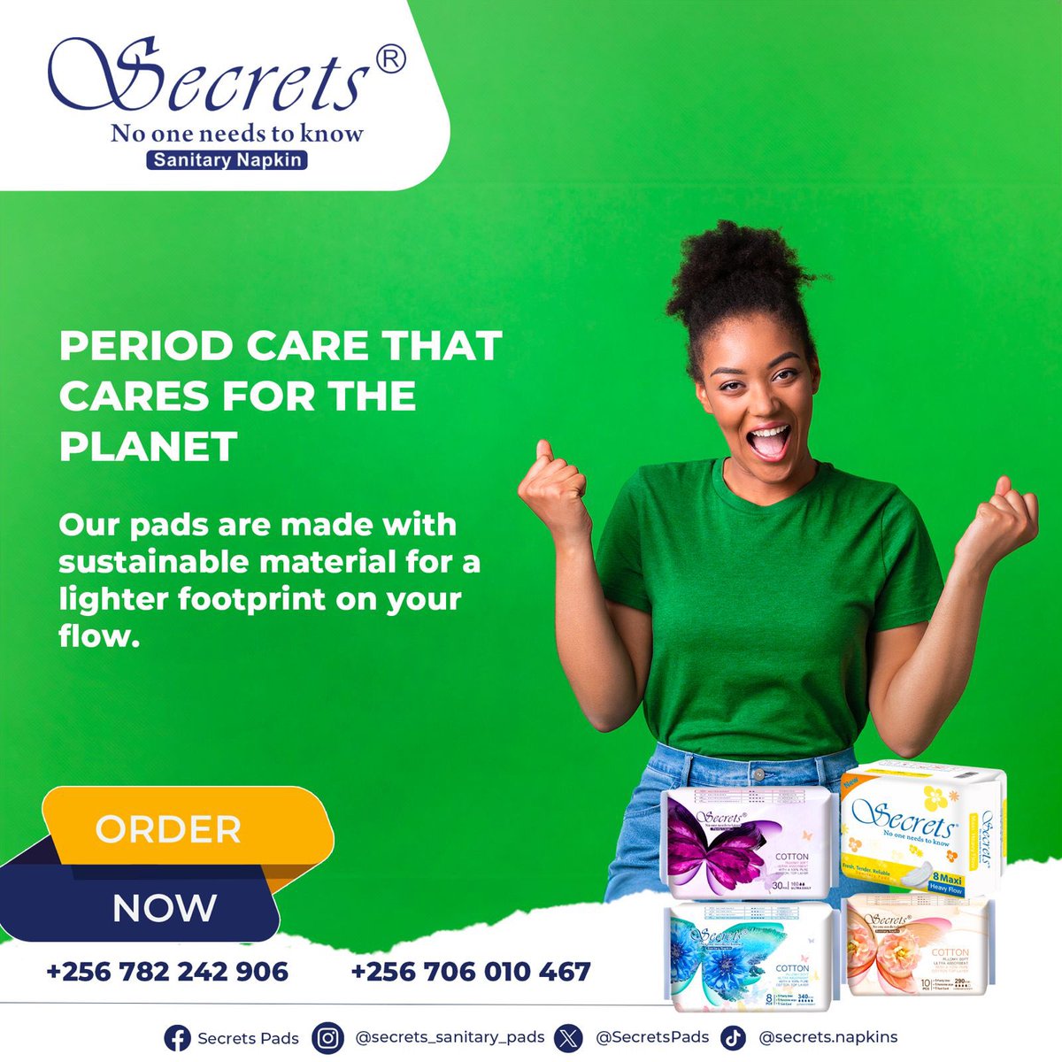 As ladies we need to have a nice and peaceful menstrual period and what better way than using secrets pads 🦋🦋🦋🦋