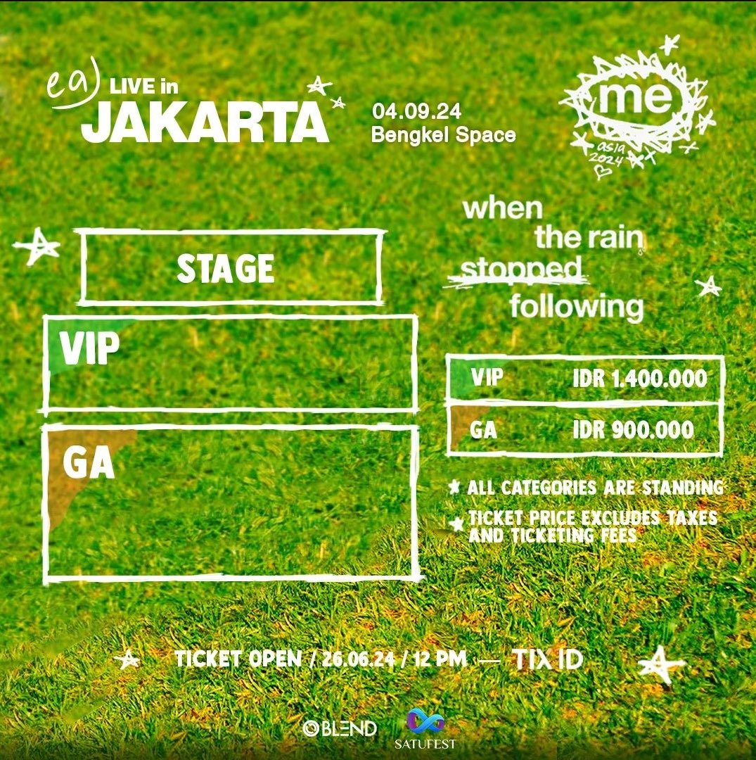 mooncloudtix's tweet photo. ☁OPEN JASTIP ☁
eaJ - when the rain stopped following me  in Jakarta 
📍Bengkel Space, 4 September 2024

Fee : 200k/tix
✅ Bayar fee setelah dapat tiket
✅ Masuk grup order
✅ REFUND 100% jika tiket tidak secured

⭐TRUSTED AND LIMITED SLOT, TESTI CEK HIGHLIGHT IG mooncloud.tix https://t.co/cJocouaBms