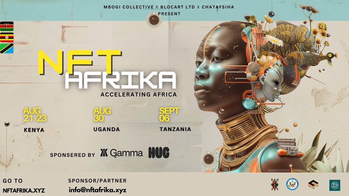 Mbogi ya NFT (@kenyanftclub) on Twitter photo 🚨BIG NEWS 🚨 (ANNOUNCEMENT)
Gm Gm Mbogi✊🏾
We are super thrilled to present to you the largest NFT event in the continent!🚀
 NFT AFRIKA - East Afrika Edition🥳
<a href="/nonfungibleaf/">Non Fungible Afrika</a> 
For this inaugural edition we are partnering with @BlocartLtd in Uganda and <a href="/Chatafisha/">CHATAFISHA</a> in Tanzania 🚨BIG NEWS 🚨 (ANNOUNCEMENT)
Gm Gm Mbogi✊🏾
We are super thrilled to present to you the largest NFT event in the continent!🚀
 NFT AFRIKA - East Afrika Edition🥳
<a href="/nonfungibleaf/">Non Fungible Afrika</a> 
For this inaugural edition we are partnering with @BlocartLtd in Uganda and <a href="/Chatafisha/">CHATAFISHA</a> in Tanzania