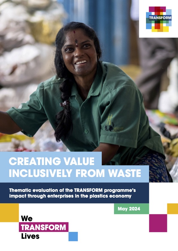 How can enterprises create value inclusively from waste in #LMICs? Our first report dedicated to plastics deep dives into the results that5️⃣TRANSFORM enterprises have catalysed in the #PlasticsEconomy: bit.ly/44y0fIm #WeTRANSFORMLives