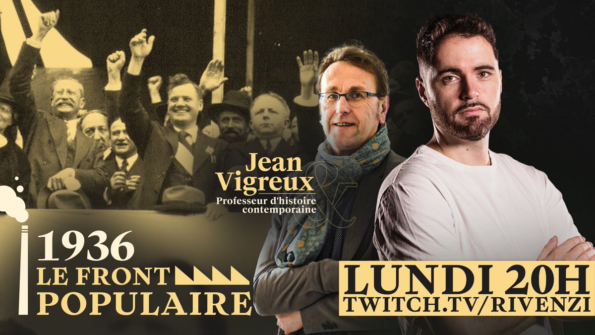 Rivenzi_'s tweet photo. Annonce 📣 
Lors des élections législatives de 1936, le Front Populaire émerge. 

Comment, pourquoi et qui, se trouvent derrière cette union des gauches, dans un moment de grande tension politique. Nous en parlerons avec l’historien Jean Vigreux. 

Rdv lundi 20h 🕗 https://t.co/J4G6bnDVVV