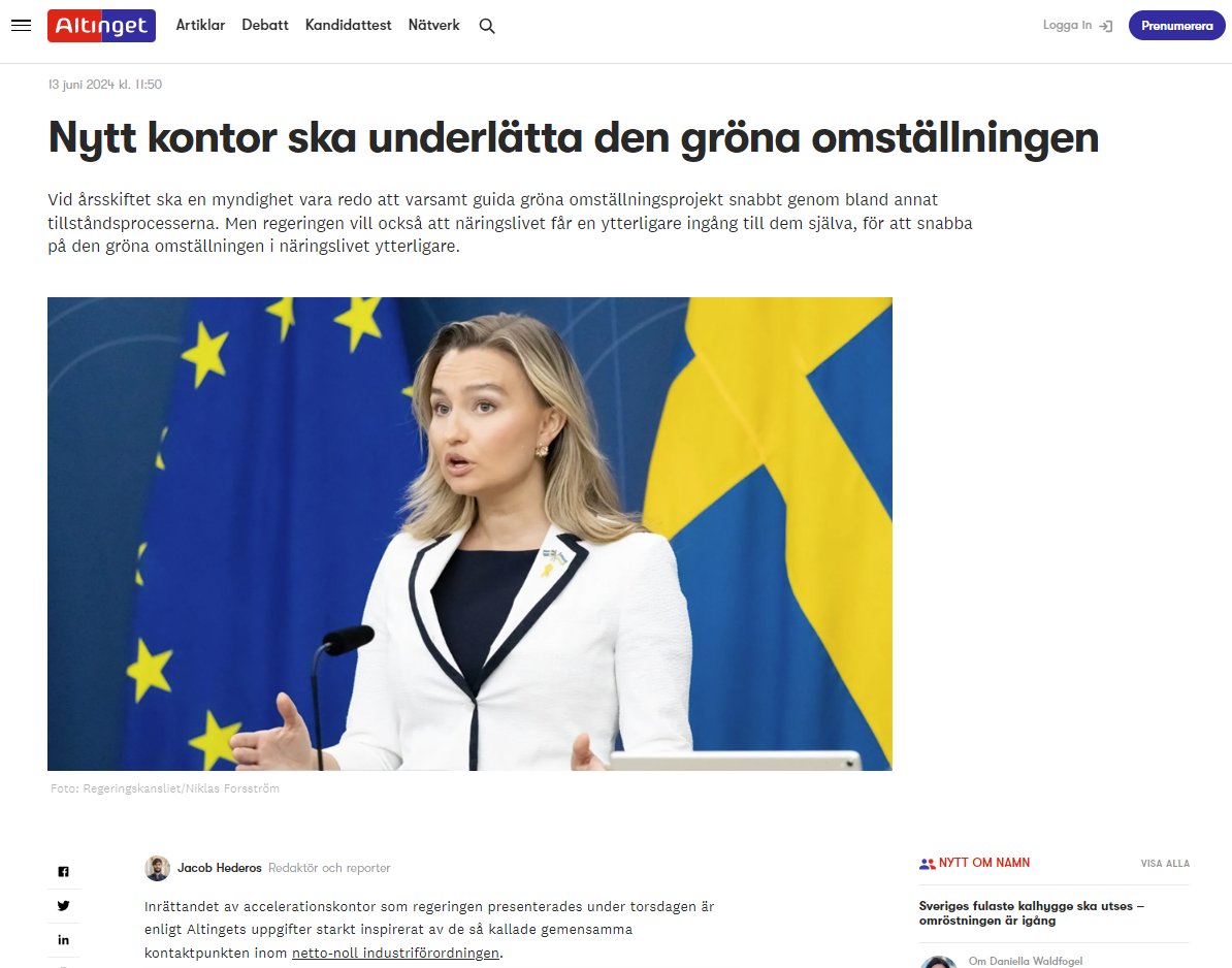 ”Vi har länge efterfrågat stärkt samordning för tillståndsgivningen. Nu visar regeringen att man har den ambitionen och det är mycket välkommet”, säger <a href="/UlrikaLindstr/">Ulrika Lindstrand</a>, förbundsordförande för Sveriges Ingenjörer i <a href="/altingetmiljo/">Altinget Miljö</a>.
altinget.se/artikel/ytterl…