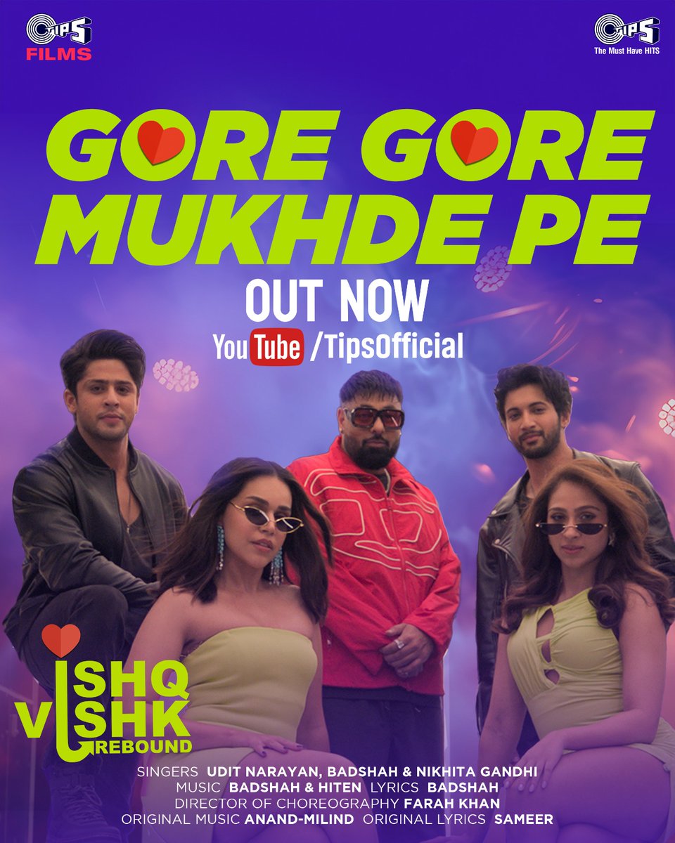 Tips Films & Music (@tipsofficial) on Twitter photo Shades on 😎, volume up 🔊Your ultimate party banger is OUT NOW! #GoreGoreMukhdePe: lnk.to/IVR_Gore_Gore_…
#IshqVishkRebound - in theatres on 21st June 2024!
#PyaarKaSecondRound!
<a href="/rohitssaraf/">Rohit Saraf</a> #PashminaRoshan #JibraanKhan #NailaGrrewal <a href="/RameshTaurani/">Ramesh Taurani</a> <a href="/TheFarahKhan/">TheFarahKhan</a> <a href="/NiDharm/">Nipun Dharmadhikari</a> Shades on 😎, volume up 🔊Your ultimate party banger is OUT NOW! #GoreGoreMukhdePe: lnk.to/IVR_Gore_Gore_…
#IshqVishkRebound - in theatres on 21st June 2024!
#PyaarKaSecondRound!
<a href="/rohitssaraf/">Rohit Saraf</a> #PashminaRoshan #JibraanKhan #NailaGrrewal <a href="/RameshTaurani/">Ramesh Taurani</a> <a href="/TheFarahKhan/">TheFarahKhan</a> <a href="/NiDharm/">Nipun Dharmadhikari</a>