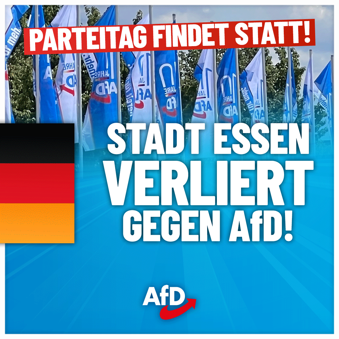 AfD's tweet image. +++ @PeterBoehringer / Roman #Reusch: Der Rechtsstaat hat gesiegt – Bundesparteitag findet in Messe Essen statt! +++

Mit Beschluss vom heutigen Tag hat das Verwaltungsgericht (VG) Gelsenkirchen einem Eilantrag der #AfD stattgegeben. Das VG hat die Stadt Essen verpflichtet, auf