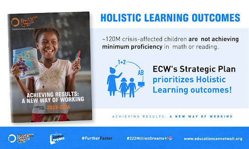 JuliusKizito10's tweet image. DYK: ~120M crisis-affected children &amp;amp; youth are not achieving minimum proficiency in math or reading? We must go #FurtherFaster to reach them!

@EduCannotWait&apos;s #StrategicPlan sets out a🗺️to ensure #HolisticLearning outcomes for all!

➡️bit.ly/ECWStrategy
#Youth4ECW
