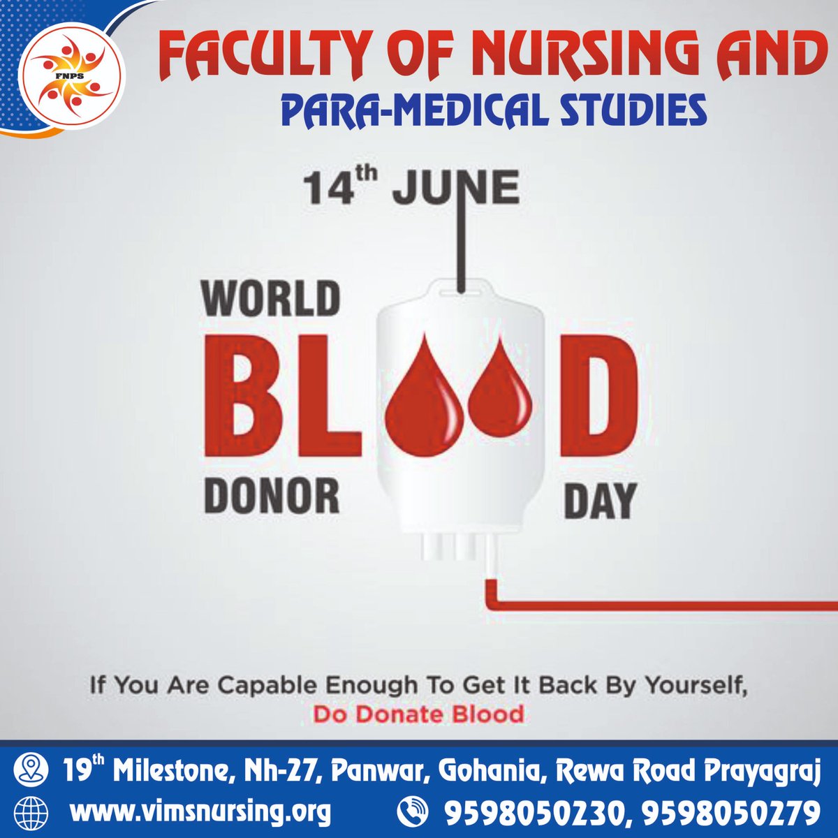 Fnps230's tweet photo. "Your blood is precious: Donate, save a life &amp; make it divine."
#WorldBloodDonorDay2024

#NursingCollegePrayagraj #FNPS #Gauhania #prayagraj #GNM #ANM #OTTechnician #DMLT #VatsalyaNursingCollege #nursingcollege https://t.co/Q685kBn8yO