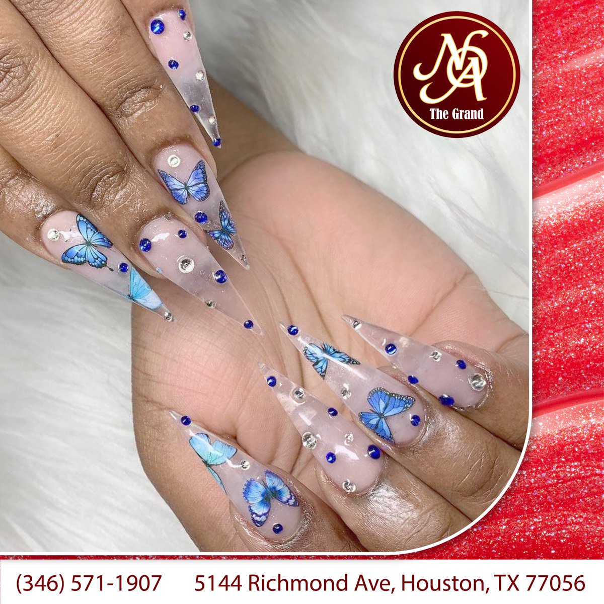 TheGrand_Nails's tweet photo. Spreading your wings and flying into summer with these butterfly nails! 🦋🔆
#thegrandnailsofamerica #nailsofamerica #nailsalon #nailsalontx #nailsalonhouston #nail #manicure #pedicure #acrylicnails #nailsoftheday #fashion #nails #nail #instanails #nailsdid #nailpro #nailporn https://t.co/erdFDdGok8