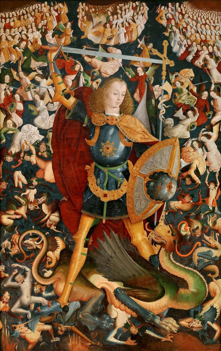 solas_na_greine's tweet photo. Master of Zafra, Saint Michael the Archangel, c.1500 https://t.co/FFG4ILp0Lg