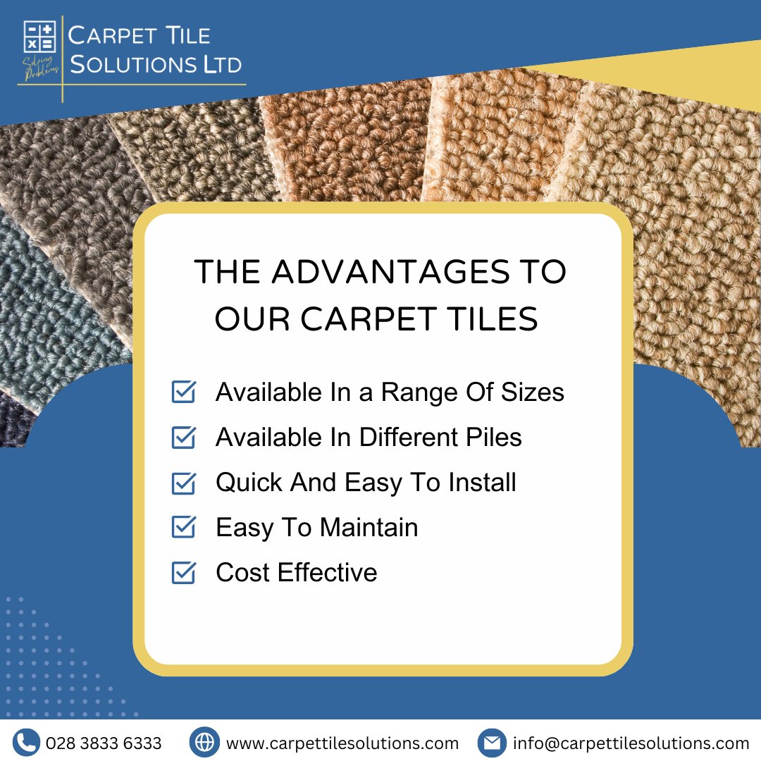 Our carpet tiles offer unbeatable advantages compared to other flooring options, making them the perfect choice for your space.

Get in touch with us today for more information or to get started with renovating your floors!

#flooring #uk #carpettiles #benefits #ireland