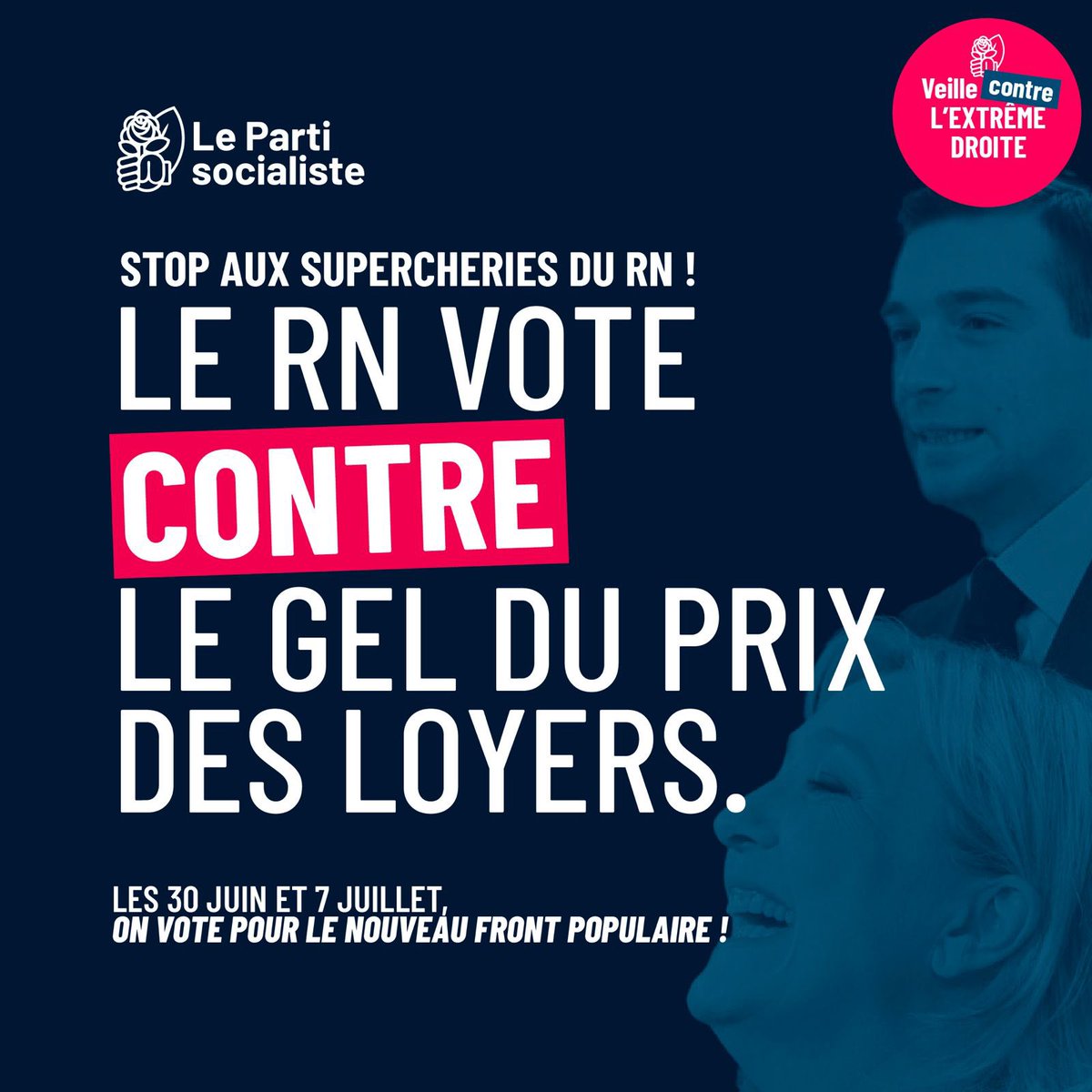 Continuons à démasquer la supercherie du #RN 🤥

En 2023 
❌Le RN a voté contre le gel du prix des loyers. 

Le 30 juin et le 7 juillet, choisissez !
#JeVoteNouveauFrontPopulaire