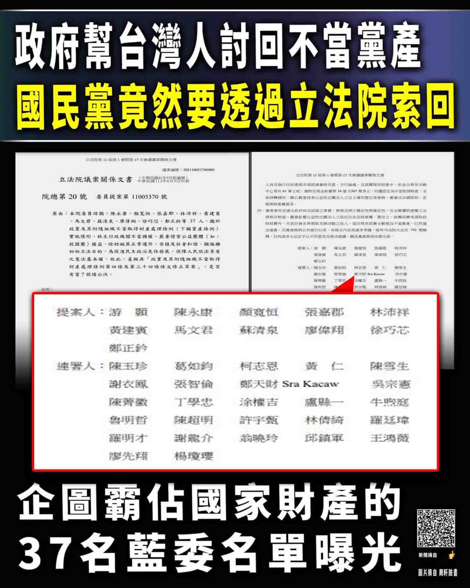 國民黨賊心不死，
當初不當黨產被五鬼搬運，已經所剩無幾了，還要跟台灣人搶回去，中國國民黨不窮怎麼就這樣貪心不足？