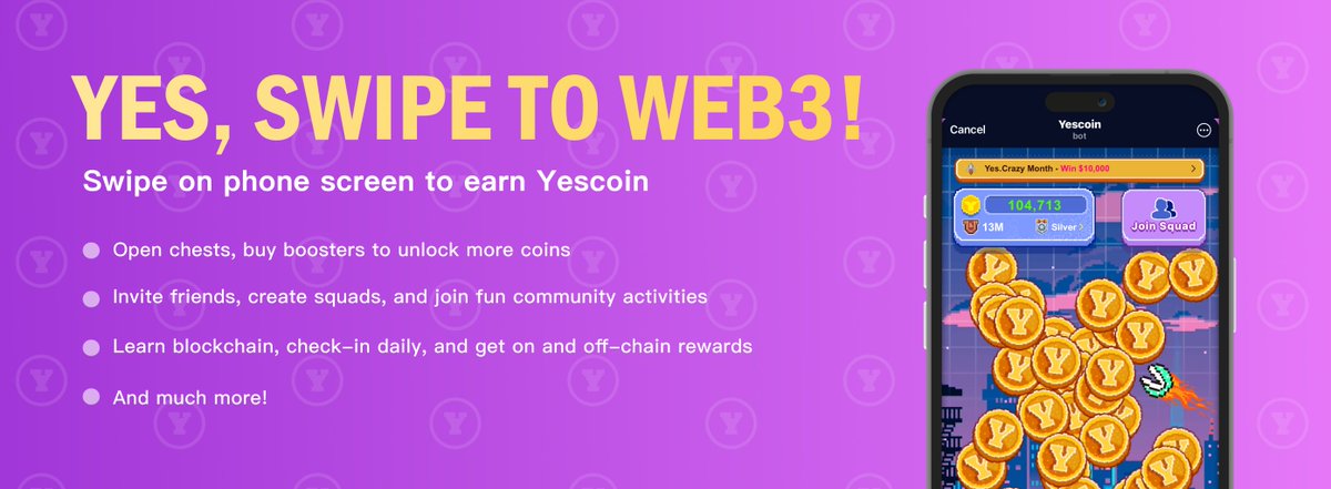 5/ Yes, follow our official accounts for more major announcements and airdrop updates!👇

X: <a href="/Yescoin_Fam/">Yescoin</a>
Telegram Channel: t.me/theYescoin

#yescoin #yescoiner