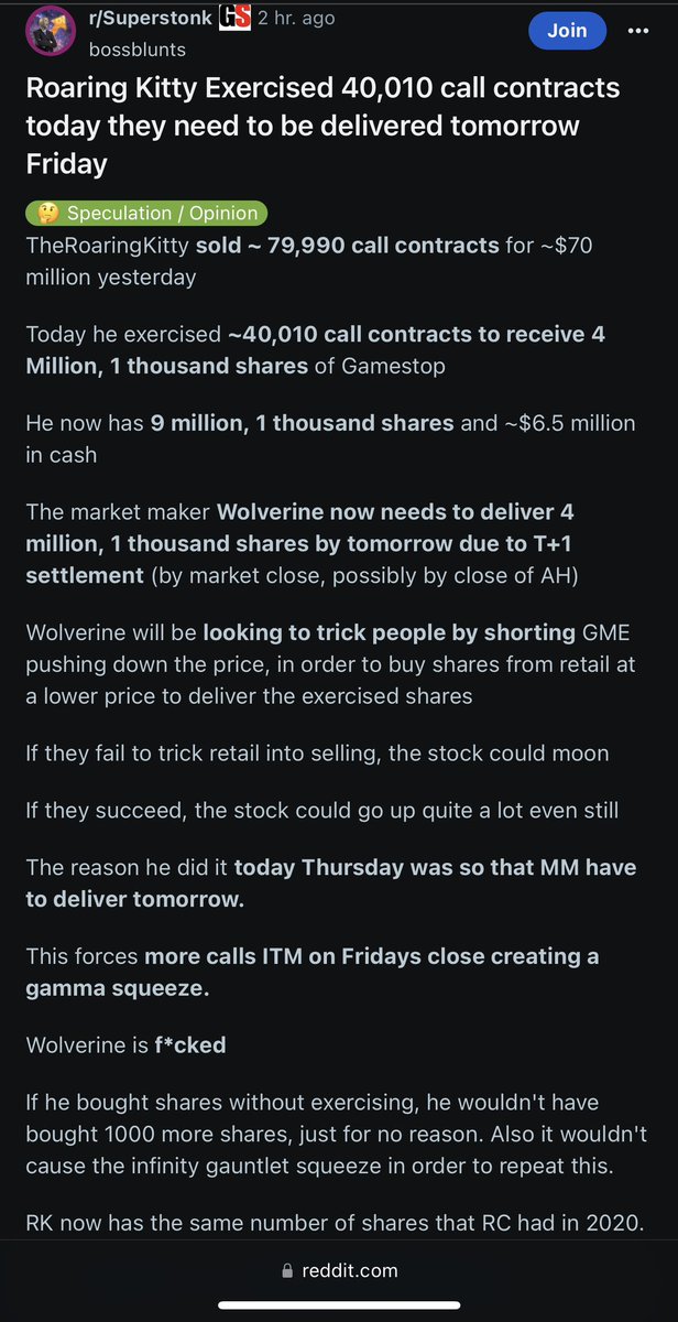 $GME URGENT Read this.  🚨🚨🚨
There's a lot of misinformation about Roaring Kitty options. I hope we moon on Friday. But don't commit to a trade (especially OTM call options) on Friday just because someone said there will be massive buying due to Roaring Kitty options exercise.