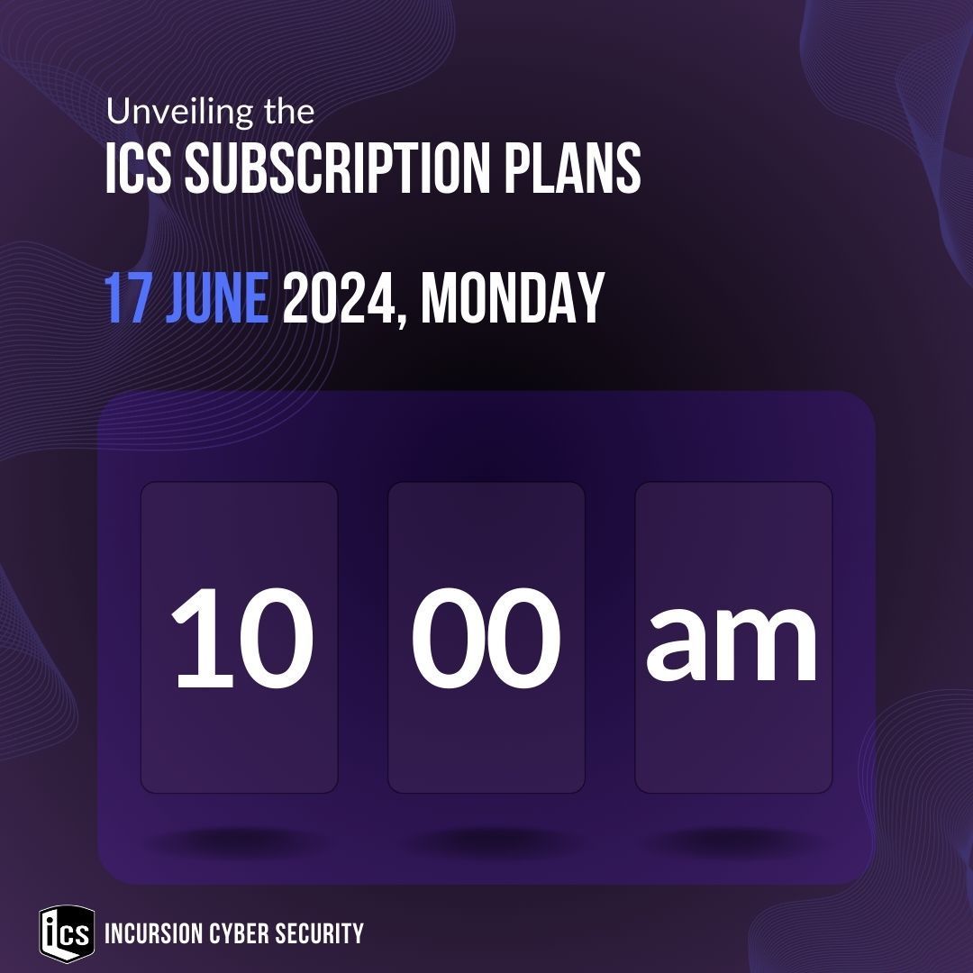 IncursionCS's tweet image. ⏳The countdown has begun! Mark your calendars for the launch of our new on-demand subscription plans!
Discover how our tailored subscription plans can elevate your protection &amp;amp; meet the unique needs of your business.

⏰Don&apos;t forget to set your alarms!

#cybersecurity #infosec