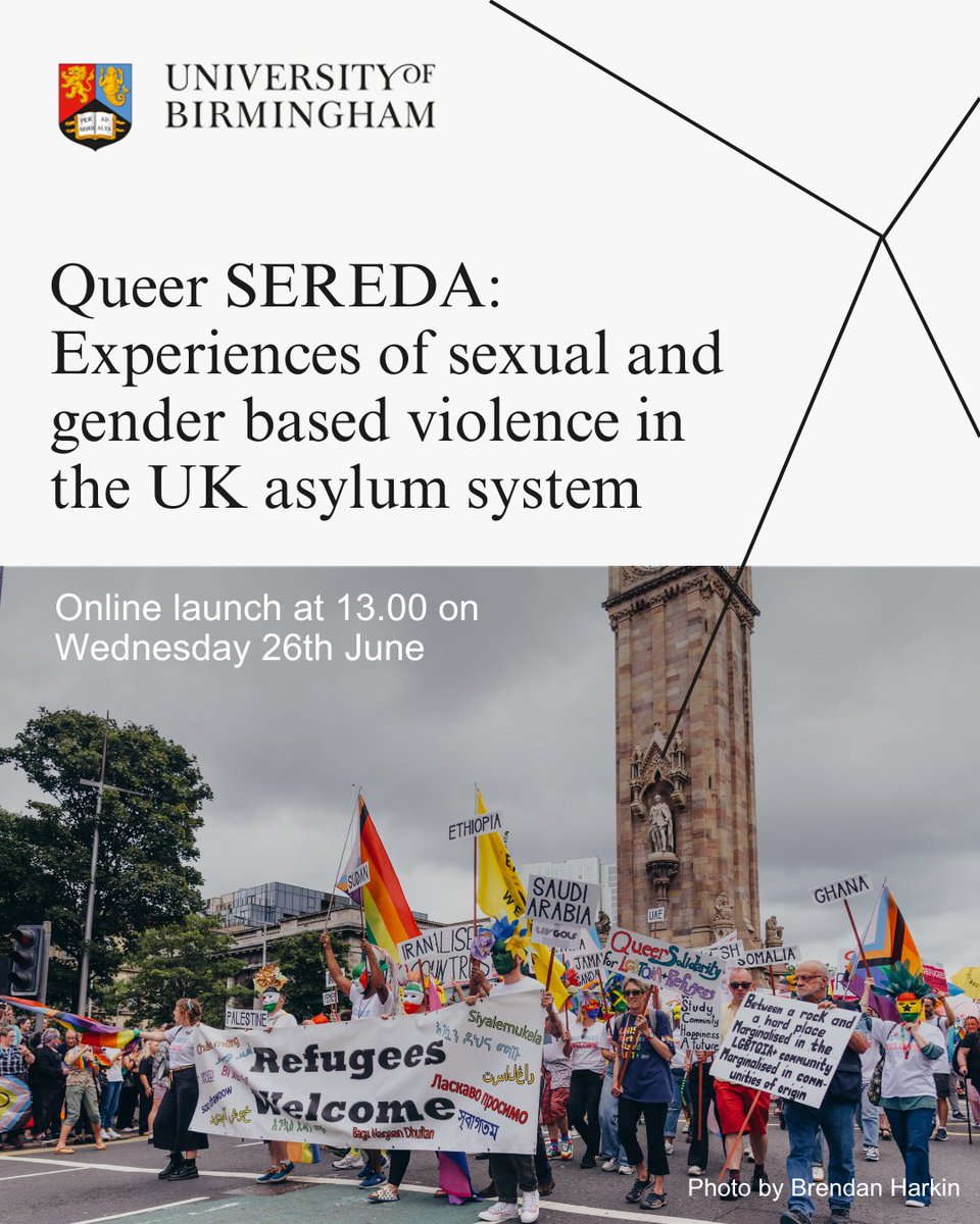 As we celebrate Pride month, research from #queer researchers <a href="/IRiS_Birmingham/">IRiS</a> <a href="/sereda_IRiS/">sereda_IRiS</a> has found the UK #asylum system is dangerous for queer people seeking sanctuary. Register for our report launch 26th June bham-ac-uk.zoom.us/webinar/regist…