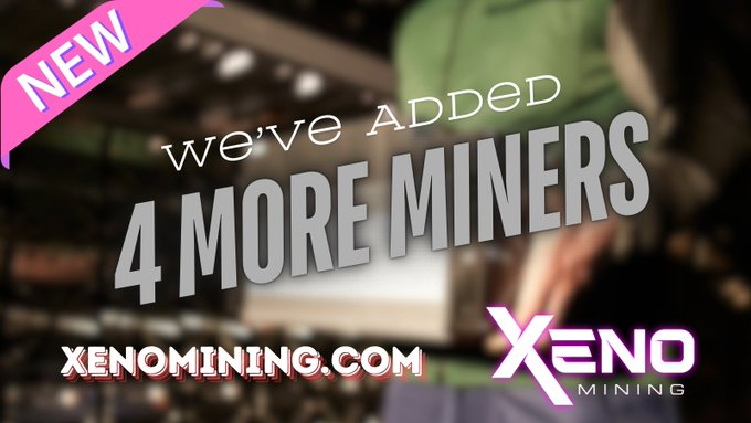 #XenoMiningNFT 👑 @XenoMining
By <a href="/dogfaceDAO/">Dogface DAO</a>

#XenoMiningNFT has just installed 4 more L7 9500 miners!!!
More miners will be installed over the coming months

Only 80 #XenoMining NFTs left to mint:  app.xenomining.com/mint

HOP in :
discord.gg/XjR22Tw8