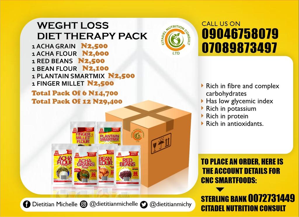 cncsmartfood's tweet photo. Order @cncsmartfoodsglobal Diet Therapy Pack from our Nutrition Hub.

Details are on the flier design

#DietitianMichelle 
#organicfood
#citadelnutritionconsult 
#MyHealthMyRight https://t.co/IZrXvbPntr