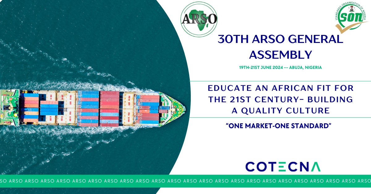 cotecna's tweet image. Cotecna is excited to announce our attendance and participation into the sponsorship of the 30th #ARSO General Assembly in Abuja, Nigeria, from 17th to 21st June 2024!  

Read more: cotecna.com/en/media/news/…