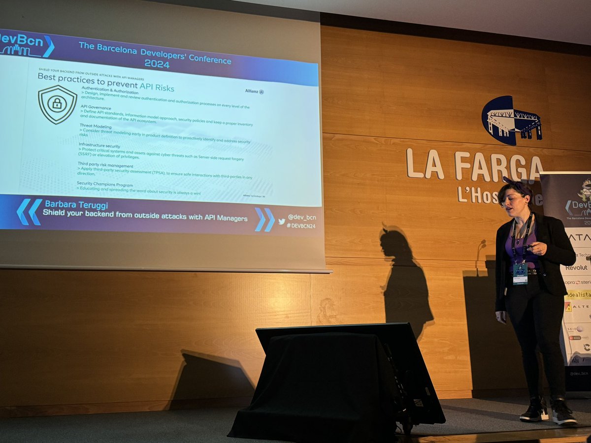 Cloud Native Barcelona (@cloudnativebcn) on Twitter photo Wrapping up Best Practices to prevent API Risks with <a href="/bantera13/">Bárbara Teruggi (She/Her)</a> at #kcdbarcelona2024 #dev_bcn Wrapping up Best Practices to prevent API Risks with <a href="/bantera13/">Bárbara Teruggi (She/Her)</a> at #kcdbarcelona2024 #dev_bcn