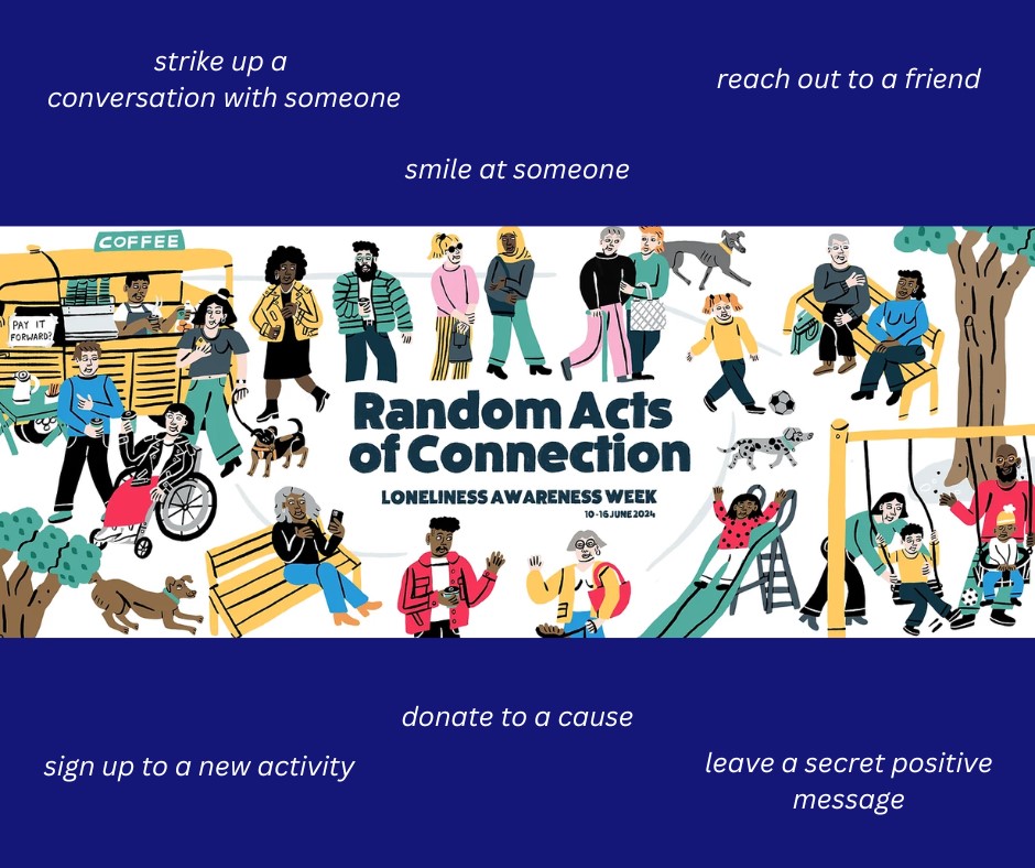 PublicHealthAAA's tweet photo. A simple act of kindness can make a massive difference to someone’s day.
Loneliness effects lots of people, young and old.
https://t.co/rYyazpx2Lz 
#LonelinessAwarenessWeek this year’s theme is #RandomActsOfConnection https://t.co/J2vkCdWGAC