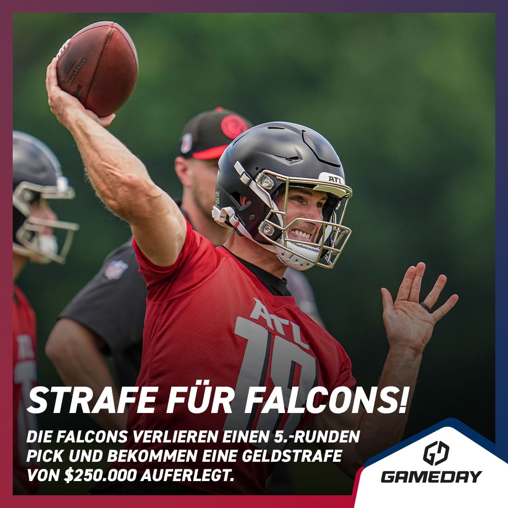 Als Ergebnis der Tampering-Ermittlungen verlieren die #Falcons einen 5.-Runden Pick und müssen $250.000 zahlen, ihr GM muss $50.000 zahlen. 💲 

➡️ Weitere Informationen zu den Ermittlungen gibt's hier: buff.ly/3VGlDse