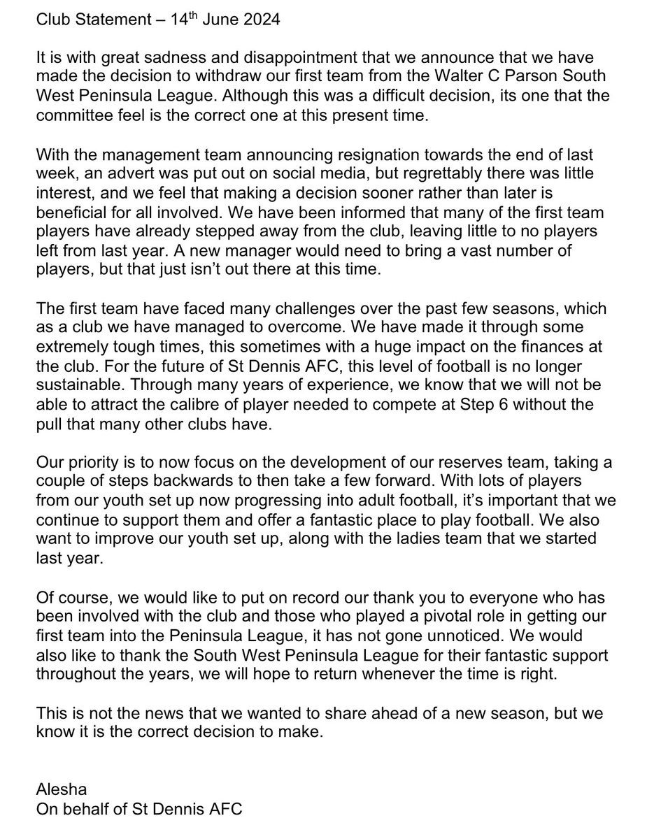 St Dennis AFC tweet media