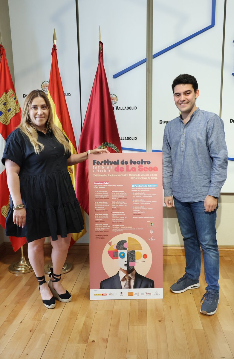 PSOEDip_Va's tweet photo. 🎭El teatro vuelve a La Seca

Raúl Crespo, teniente de alcalde, presenta la XXII Muestra Nacional de Teatro Aficionado Villa de La Seca y III Piscifactoría de Teatro junto a la diputada @lolamayo74

Desde el 15 de junio hasta el 20 de julio, 11 propuestas que no te puedes perder https://t.co/xmcqiUET1k