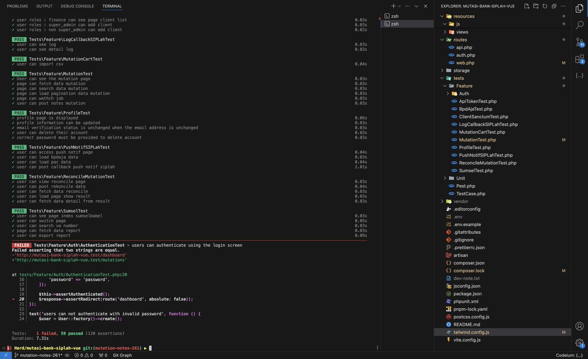 pujiantodev's tweet image. Salah satu manfaat saya menerapkan testing pada laravel adalah seperti ini, bisa langsung tahu apa aja yang terkena efek dari pengembangan fitur yang sedang dikerjakan.
thank @laravelphp , @pestphp
#laravelphp
#pestphp